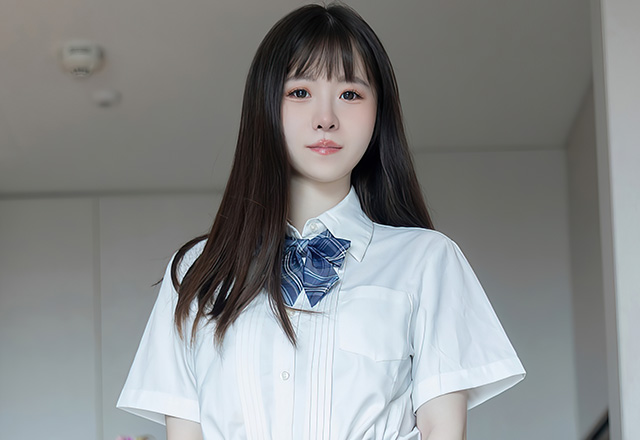 林悠悠格子裙写真图片样貌清纯甜美