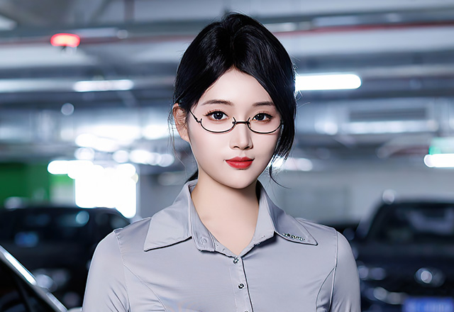 美女模特南乔OL黑色短裙写真图