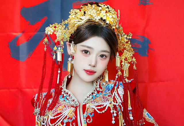 美女蛋蛋宝红色主题美图呈现别样风情