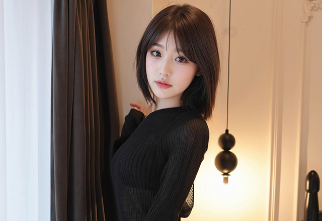 美女汁汁蓝色牛仔裤呈现苗条身材