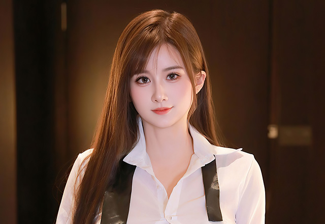 美女小肉肉咪白色OL服饰性感动人