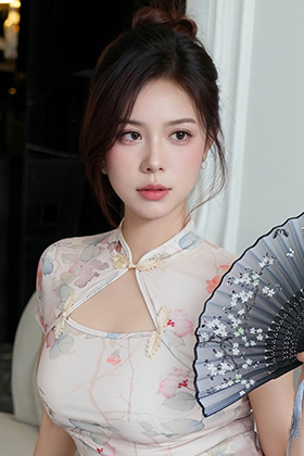 模特玫瑰我爱你浅色旗袍美图娇艳欲滴