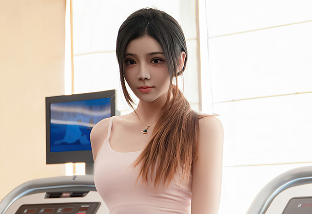 苗条妹子加朵粉色瑜伽服拍摄美图