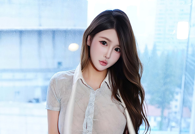 美女模特甜妮性感白色包臀裙明艳动人