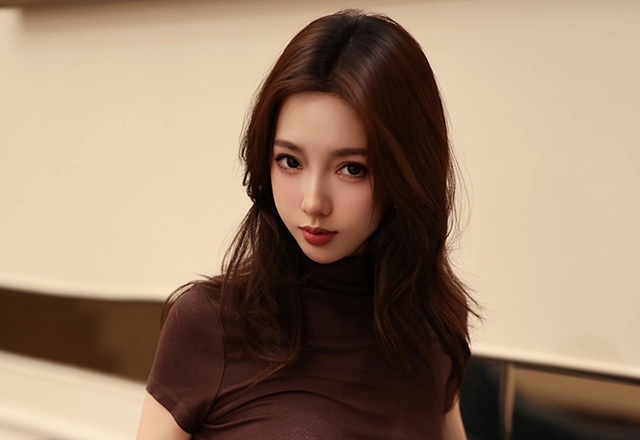 身材高挑妹纸桃桃性感黑色西服美图