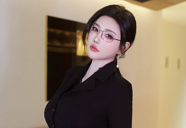 杨晨晨黑色西服装丰腴身材非常迷人