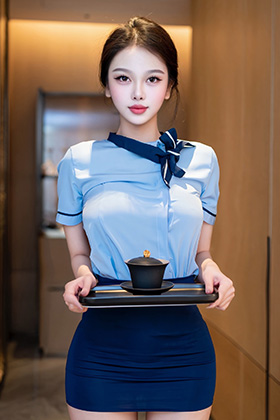 模特诺诺子蓝色OL服饰装扮撩人心怀