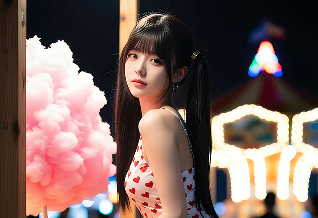 甜美小姐姐苏柚柚游乐园夜拍写真美图