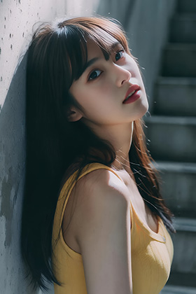美女茗梓针织连衣裙勾勒出曼妙身姿