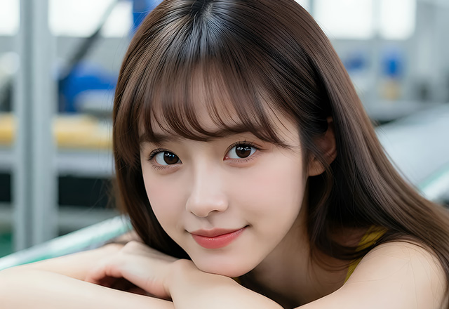 美女茗梓针织连衣裙勾勒出曼妙身姿
