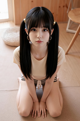 甜美小姐姐黎柚柚黑白条纹短裤美图
