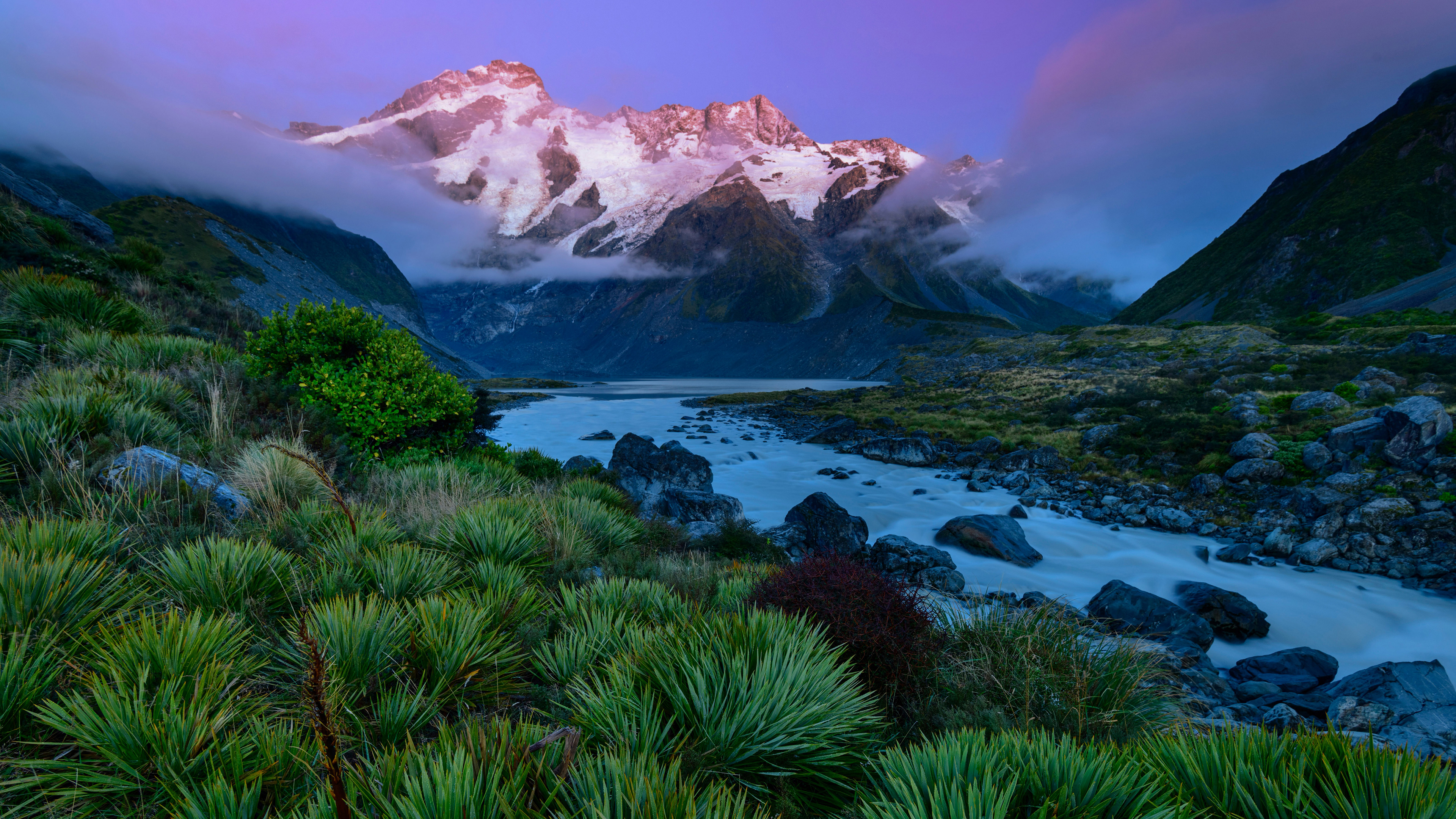 新西兰塞夫顿山壮观的风景