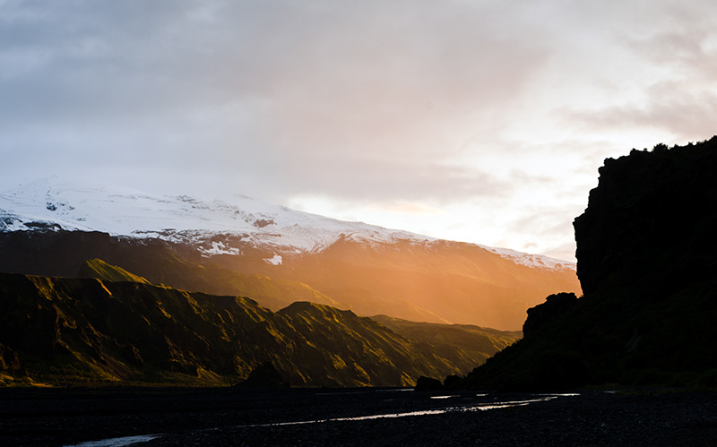 冰岛南部美丽的山谷