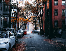 秋天铺满落叶的街道