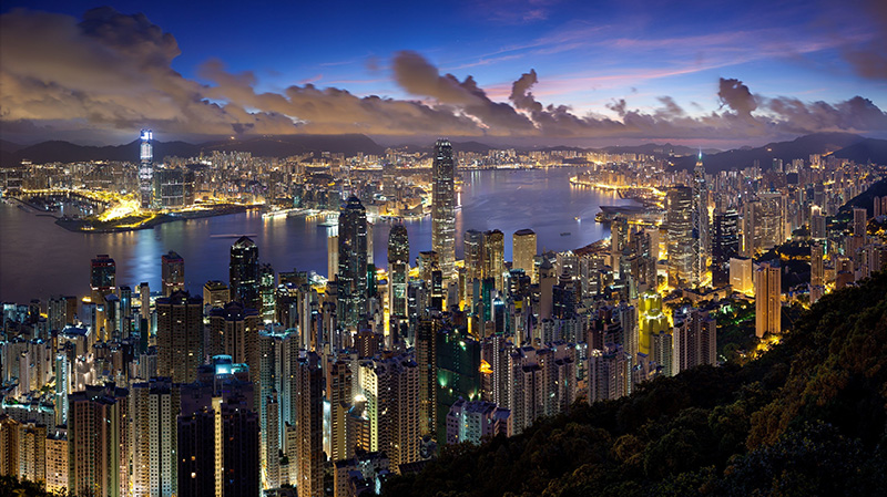 繁华的香港城市夜景