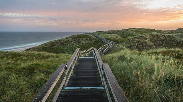 波美拉尼亚海岸的木板路