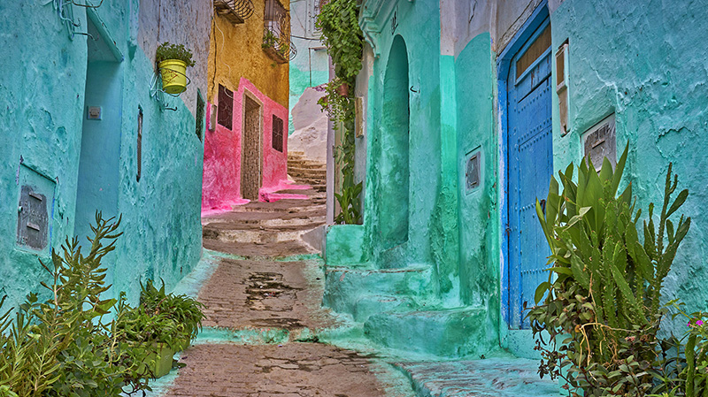 摩洛哥得土安市的彩色小巷
