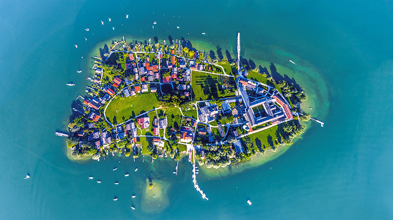 巴伐利亚州基姆湖上的淑女岛