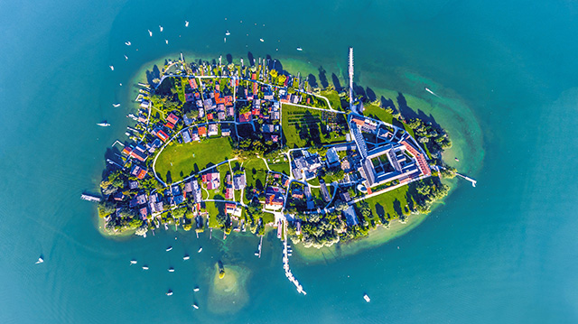 巴伐利亚州基姆湖上的淑女岛