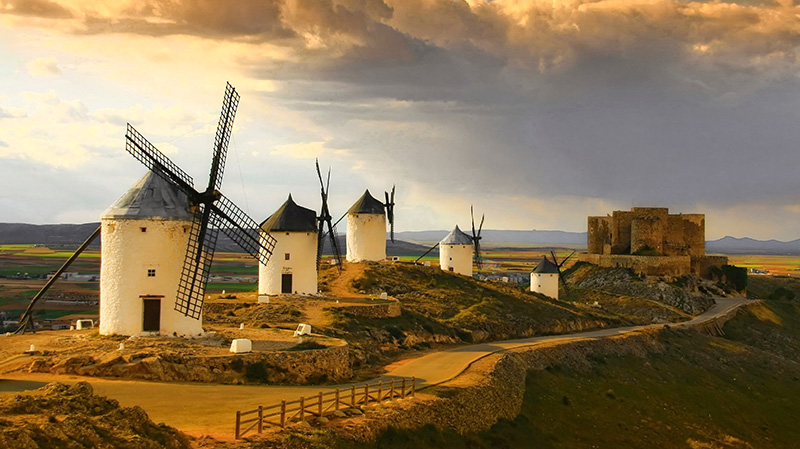 西班牙卡斯蒂利亚拉曼恰的风车