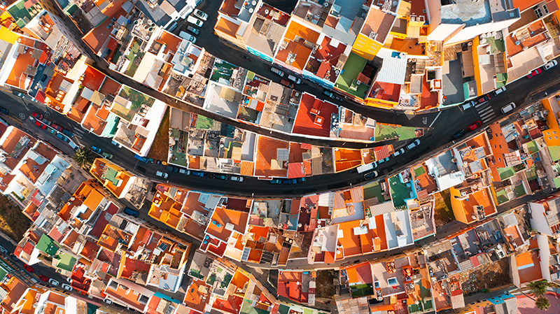 大加那利岛拉斯帕尔马斯的房屋鸟瞰图