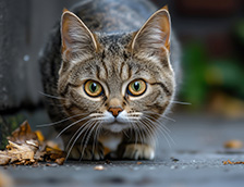 狸花猫面对猎物一动不动