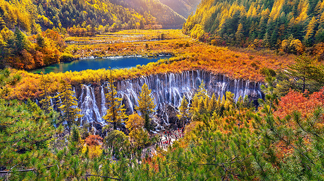 九寨沟国家公园里的诺日朗瀑布